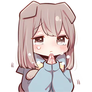 🙏 动漫, 可爱, 卡通, 女孩, 狗, 卡哇伊, 哭泣 whatsapp sticker
