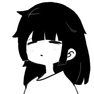 🐙 Anime, Gadis, Lucu, Hitam putih, Kartun, Perempuan, Manga telegram sticker