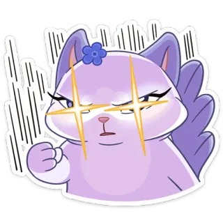 😡 cat, purple, angry, sparkle, cute, cartoon, animal whatsapp sticker