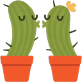 💋 cactus, piante, amore, bacio, carino, pungente, fiore, pianta in vaso telegram sticker
