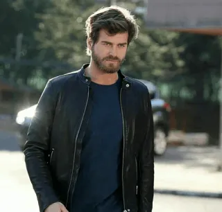 💱 homme, portrait, blouson cuir, décontracté, adulte, barbe telegram sticker