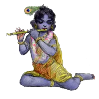 😌 Krishna 印度教, 神, 印度, 神明, 长笛, 奎师那 telegram sticker