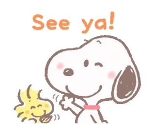 👋 Snoopy See ya! 卡通, 狗, 鸟, 友谊, 再见 whatsapp sticker
