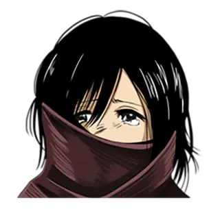 😢 Mikasa Ackerman Attack on Titan Anime, Personagem, Triste, Chorando, Cachecol telegram sticker