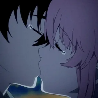 💈 Anime, Baiser, Amour, Triste, Couple whatsapp sticker