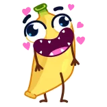 🥰 banane, fruit, dessin animé, joyeux, autocollant, nourriture, mignon telegram sticker