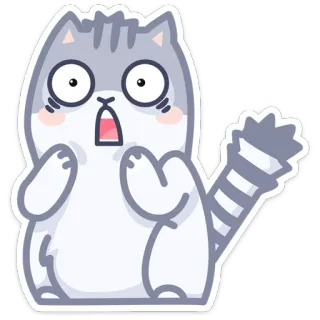😳 gato, animal, desenho animado, adesivo, chocado, surpreso, fofo, gatinho whatsapp sticker