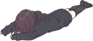 😒 animé, fille, allongée, épuisée, fille animé telegram sticker
