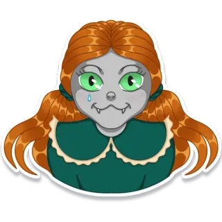 🥲 wampir, dziewczyna, kreskówka, potwór, słodki, halloween, fantasy telegram sticker
