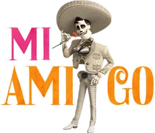 😘 MI AMIGO esqueleto, mariachi, día de muertos, día de los muertos, amigo, rosa, sombrero, español telegram sticker