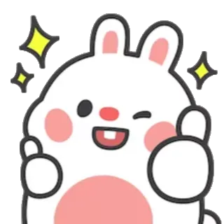 😜 bunny, rabbit, cute, animal, thumbs up, sparkles whatsapp sticker