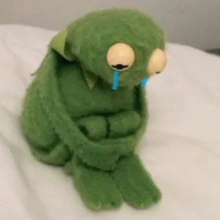 ♻️ Kermit the Frog Kermit, katak, sedih, boneka, menangis, menangis whatsapp sticker