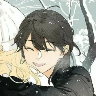 🌟 Dessin animé, Hiver, Câlin, Anime whatsapp sticker