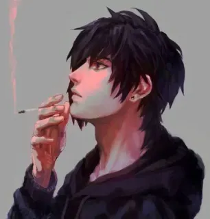 🚬 Anime, Fumo, Sigaretta, Emo, Ragazzo, Teen telegram sticker