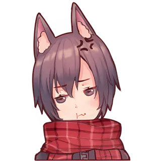 😡 anime, personaggio, orecchie, sciarpa, infastidito, arrabbiato telegram sticker
