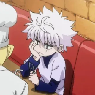 ⚡️ Killua Zoldyck Hunter x Hunter аниме, Киллуа, Hunter x Hunter, мультфильм, персонаж, белые волосы, скучающий telegram sticker