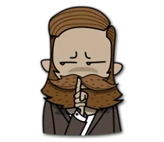 😶 mann, schnurrbart, cartoon, illustration, finger, psst, geheimnis telegram sticker