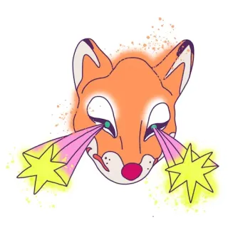🦊 rubah, mata laser, hewan, ilustrasi, stiker telegram sticker