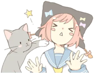😣 gato, garota anime, adesivo, fofo, desenho animado, kawaii, mangá telegram sticker