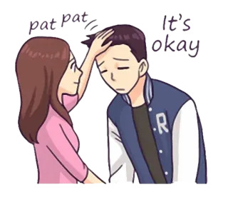 😔 pat pat comfort, sympathy, affection, cartoon, support telegram sticker