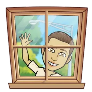 🙋‍♂ fenêtre, qui fait coucou, dessin animé, personne, salutation telegram sticker