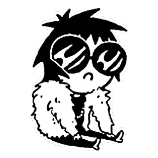 😞 Desenho animado, Personagem, Adesivo, Ilustração, Óculos de sol, Casaco de pele whatsapp sticker