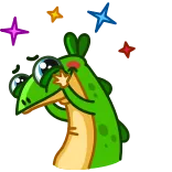 🤩 lucertola, brillantini, cartoni animati, verde, carino whatsapp sticker
