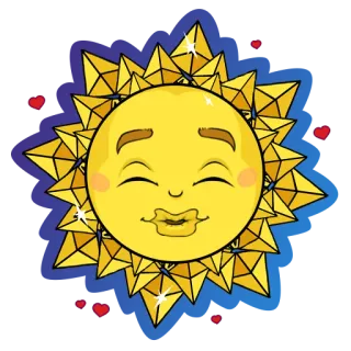 😘 sol, emoji, beijo, amor, coração, desenho animado whatsapp sticker