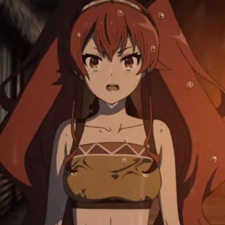 😧 anime, meisje, rood haar, vastberaden, bezorgd telegram sticker
