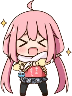 😆 スキ！富士山 anime, chibi, cute, kawaii, pink hair, japan, mount fuji telegram sticker
