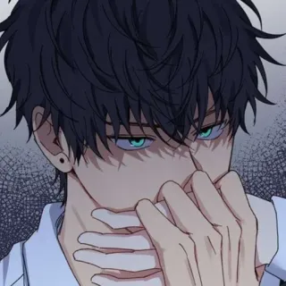 🌟 anime, uomo, personaggio, illustrazione, capelli scuri, occhi blu telegram sticker