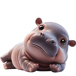 🫠 kuda nil, imut, bayi kuda nil, binatang, kartun, lucu, hewan air telegram sticker