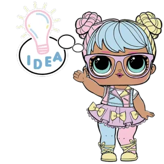 💡 IDEA doll, idea, lightbulb, cartoon, girl, pastel telegram sticker