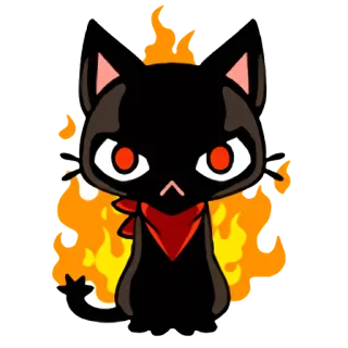 😡 แมว, ไฟ, แมวดำ, สัตว์, การ์ตูน telegram sticker