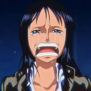 📚 Nico Robin One Piece anime, crying, sad, tears, one piece whatsapp sticker