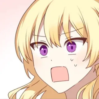 🥡 Anime, Mulher, Desenho animado, Loira, Expressão, Surpresa, Chocada telegram sticker