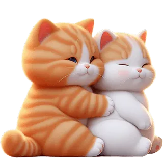 🥰 kucing, anak kucing, berpelukan, imut, hewan, teman, kartun telegram sticker