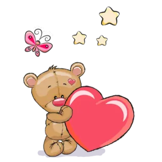 😍 orsetto, cuore, farfalla, stelle, carino, cartoni animati whatsapp sticker