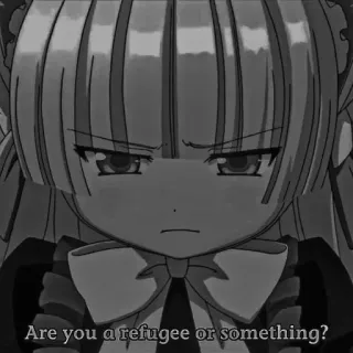 ♠️ Are you a refugee or something? Аниме, Персонаж, Вопрос, Беженец, Серьезный, Манга, Девушка telegram sticker