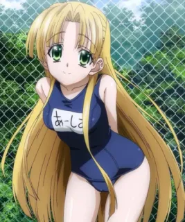 🥺 あーしあ Anime, Mädchen, Badeanzug, Blond, Süß telegram sticker