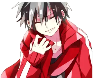 ☺️ Anime, Cartoon, Lächeln, Rot, Jacke whatsapp sticker