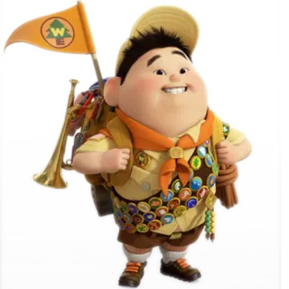 😀 Russell Up Russell, Up, Disney, Pixar, Boy Scout, Explorador, Dibujos animados whatsapp sticker