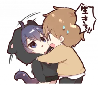 🎱 生きろ!! animé, câlin, dessin animé, kawaii telegram sticker
