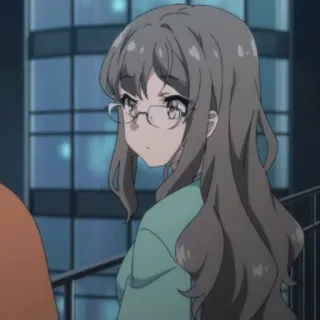 🧪 Mai Sakurajima Rascal Does Not Dream of Bunny Girl Senpai Anime, Fille, Lunettes, Cheveux longs, Sakurajima telegram sticker