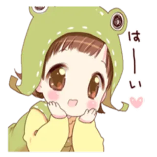 😮 はーい Anime, Lindo, Rana, Chica, Kawaii, Corazón telegram sticker