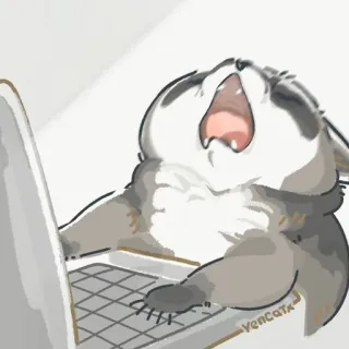 💻 cat, computer, laptop, typing, yawning, animal, cute telegram sticker