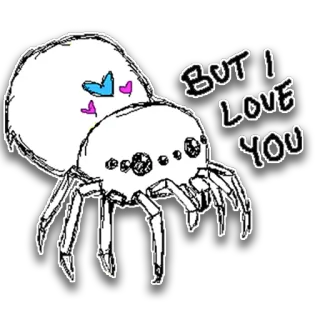 ❤ BUT I LOVE YOU паук, любовь, мультфильм, милый, сердечки whatsapp sticker