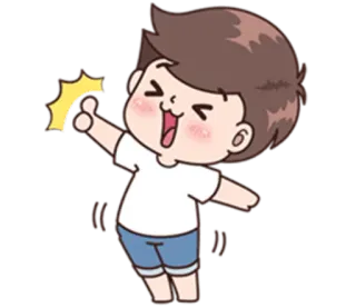👍 Dessin animé, Garçon, Fête, Emoji, Joyeux telegram sticker