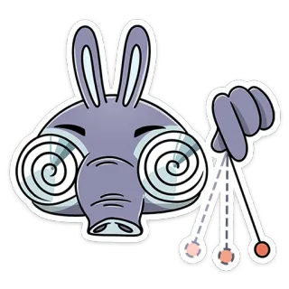 😵 Dibujo animado, Animal, Conejo, Hipnosis, Ojos, Espirales telegram sticker