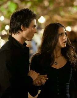🥀 tv shows, tv, actress, vampire diaries, actor, elena gilbert, damon salvatore telegram sticker